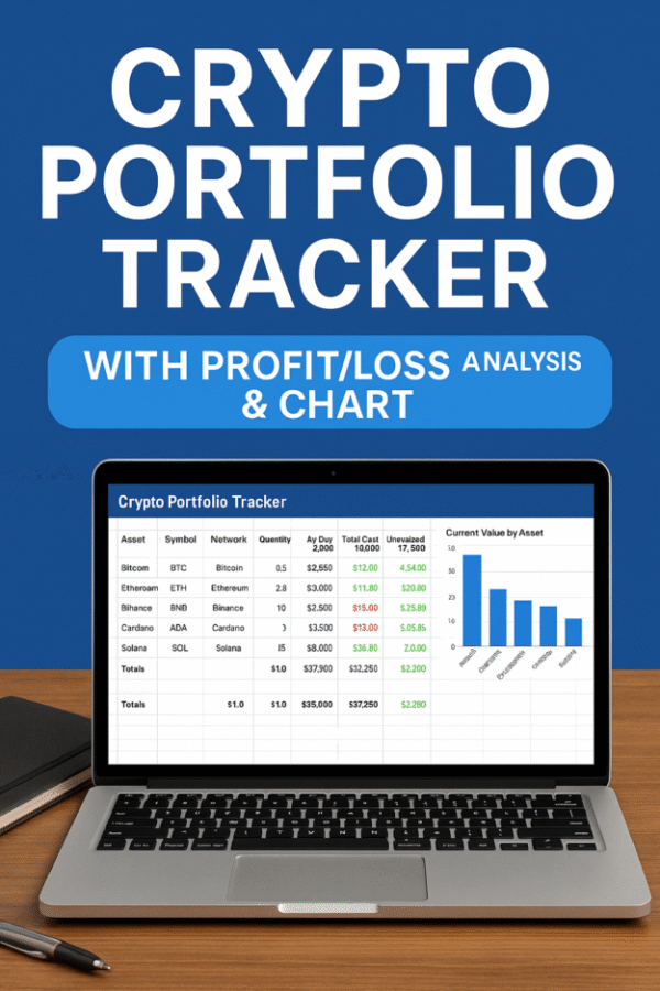 Crypto Portfolio Tracker (Pro Edition) — Excel Spreadsheet with Auto P ...