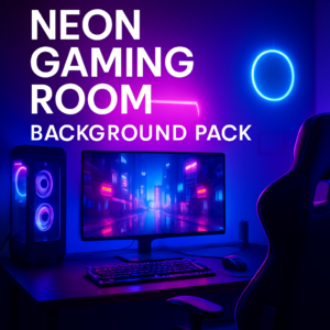 Neon Gaming Room Backgrounds Pack