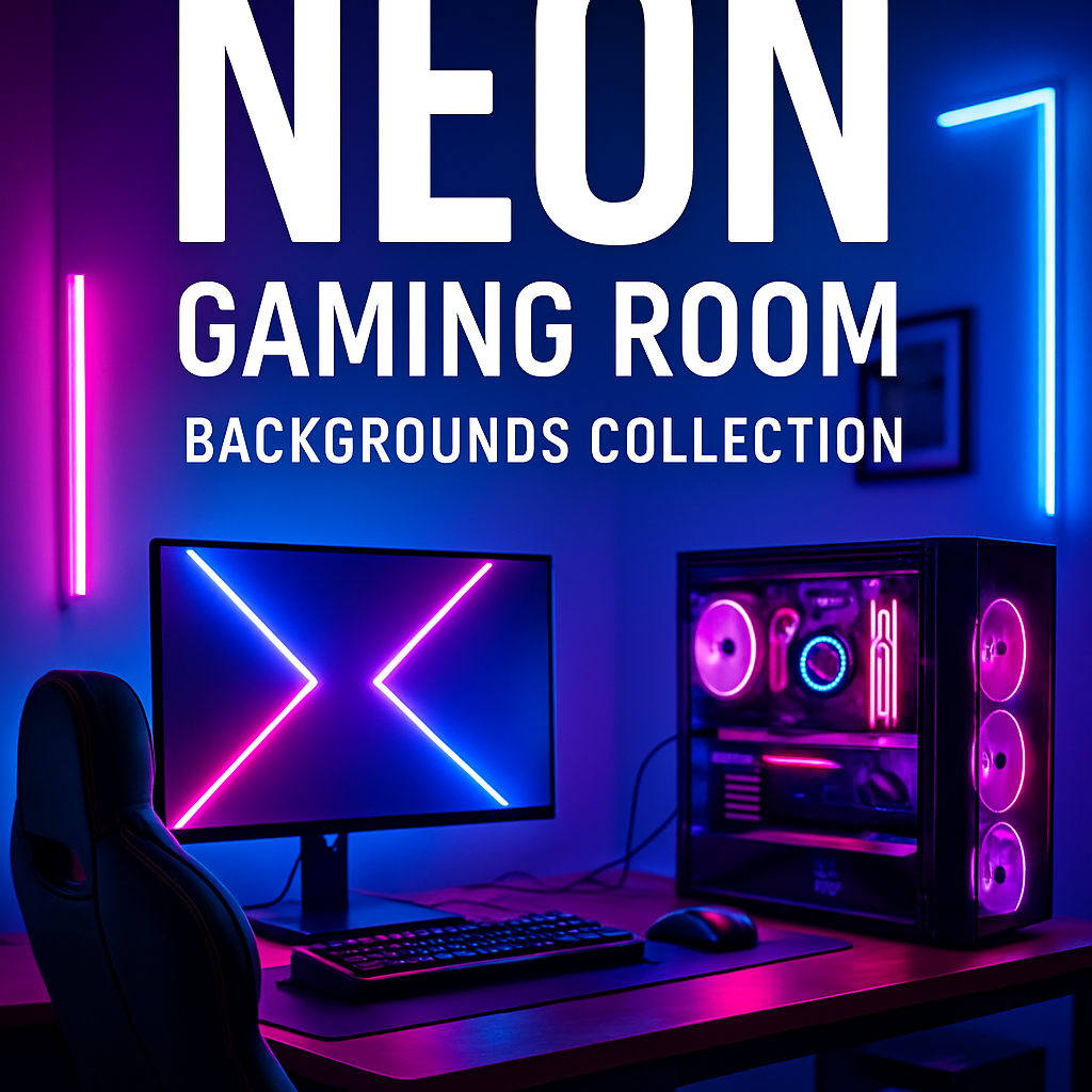 Neon Gaming Room Backgrounds Collection